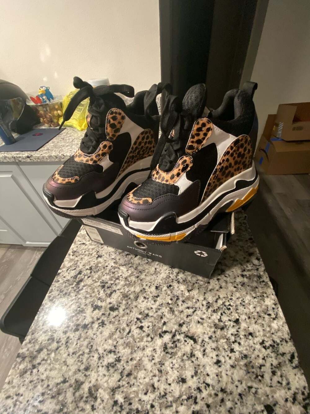 Anthony Wang Blueberry-09 Leopard Platform Wedge Sneakers